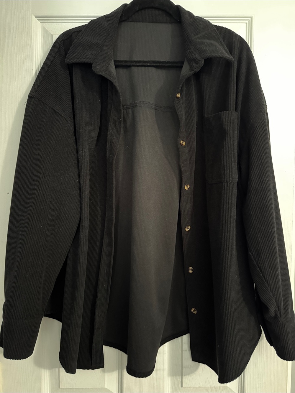 Black Corduroy Shacket Jacket - Women